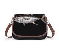 Tuna Fish Women's Crossbody Bag Shoulder Handbag PU Leather Adjustable Strap Purse