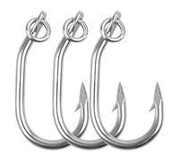 Tuna Fishing Hooks Ringed Live Bait Fishing Hook 10pcs Saltwater Big Game Hook for Tuna Circle hooks Stainless Steel Fishing Hook with Action Ring Catfish Hooks Giant Hook Shark Swordfish Tuna Catfish