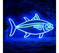 Tuna Neon Sign Blue Green Fish Neon Lights Signs for Wall Decor Dimmable Led Signs for Bedroom Living Room Restaurant Office Birthday Gifts(16.9’’X9.6’’）
