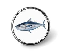 Tuna Thunnus Badges Decorative, Durable Aluminum Alloy Round Badge, Lightweight Button Brooch for Shirts, Jackets, Hats, Uniforms 1"