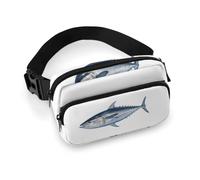 Tuna Thunnus Fanny Packs with Zipper, Personalized Waist Bags with Multiple Pockets, Adjustable Sling Bag for Travel, Waterproof Belt Bag, Crossbody Bags