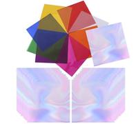 TuNan 220PCS Cellophane Sheets, Iridescent Wrapping Paper for Gift Wrap Iridescent Film Crafts DIY Decoration Holographic Flower Wraps - Multicolor (9 x 9, 8 x 8 inch)