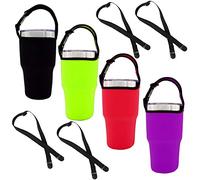 TuNan Set of 4 Tumbler 30oz Carrier Holder Pouch with Shoulder Strap, Fit for YETI, Rtic, Atlin, Ozark Trail, Rambler 30 oz Insulated Tumbler Coffee Cup, Neoprene Sleeve with Carrying Handle