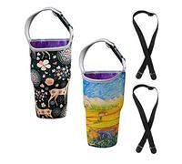 TuNan Tumbler 30oz Carrier Holder Pouch with Shoulder Strap, Fit for YETI, Rtic, Atlin, Ozark Trail, Rambler 30 oz Insulated Tumbler Coffee Cup, Neoprene Sleeve with Carrying Handle - 2 Styles