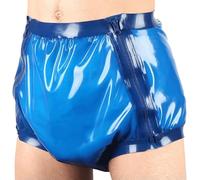 TUNAYI Transparent Blue High Waist Latex Diaper With Zippers Side Loosely Rubber Briefs Panites Underpants-red w plum red-female XXL