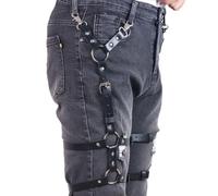 Tunbuy Pu Leather Men Gay Bondage Pants Shorts Rings Body Harness Thigh Garters Belts Costume for Men (style1 two Leg rings)