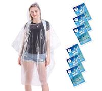 TUNCHMO Disposable Rain Ponchos for Adults 6 Pack Emergency Thicker Ponchos-Clear