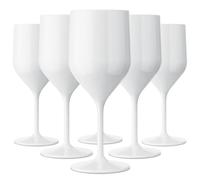 TUNDRA ICE INTERNATIONAL - Set of 6 Cruise Glasses 25 cl. Unbreakable in SAN (Hard Plastic), Reusable and Dishwasher Safe, for Wine, Champagne Flutes and Sparkling Wine, (White)