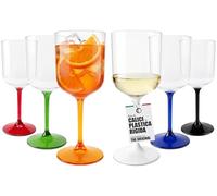 Tundra Set of 6 Coloured Plastic Wine and Cocktail Glasses | Cruises 42 cl | Unbreakable Tecnoglas (Hard Plastic), BPA-Free, Reusable and Dishwasher Safe (Multicolour)