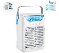 TundraFreeze Portable Ac Unit, Tundra Freeze Air Conditioner, 4-in-1 Mini Air Cooler, 3 Wind Speed & 2-Speed Atomization Adjustment, LED Light, Large Water Tank, for Home, Office&Bedroom (White)