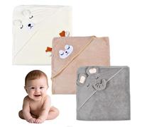 Tundwhite 3 x Baby Bath Capes, Bath Cape, Baby Boy's Bath Cape, Terry Towel, Soft & Strong Absorbency, High Quality Coral Plush, Bath Cape 0-5 Years 80 x 80 cm (A)