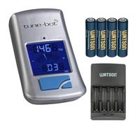 Tune-Bot Gig Digital Clip-On Battery Tuner with Backlit LCD Display for Acoustic Drums with Watson AAA NiMH Batteries and AA-C4H Fast Charger 4 Hours