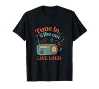 Tune in Vibe Out Festival Squad Retro Radio Design T-Shirt