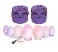 Tuned Crystal Singing Bowls Set - Sound Healing Instrument with Carrying Cases - Includes Cushion - 7 Pieces (6-12 inch Colored Frosted Quartz)