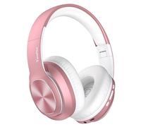 TuneFlux Wireless Bluetooth Headphones Over Ear, 80H Playtime, 3EQ Sound Modes, HiFi Stereo Headphones with Deep Bass Microphone, Foldable Bluetooth 5.3 Headsets-Rose Gold