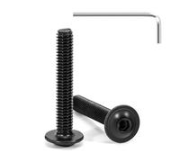 Tunejoy Pack of 20 Rounded Head Screws with Flange Black M4 x 25 mm Allen Key Stainless Steel A2 V2A Flange Screws Full Thread with Allen Key