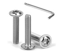 Tunejoy Pack of 30 M4 x 20 mm Rounded Head Screws with Flange Trox Rounded Head Screw Hexagon Socket Stainless Steel A2 V2A Flange Screws Full Thread with T20 Allen Key