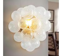 Tunepik Modern Bubble Glass Wall Sconce, Luxury Hand-Blown Swirled Glass Globe Wall Lamp, Mid-Century Gold Art Deco Vanity Lighting for Bedroom Living Room Hallway Corridor, G9 Base (14" H * 14" L)