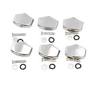 Tuner Knobs, Stylish Metal, Easy to Install, Strong Compatibility, Good Hand Feeling, Stable 6 Pieces Tuner Knobs for Acoustic Guitar (Silver)