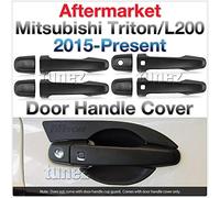 TUNEZ® 4 Pieces Door Handle Guard Cover Trim Matt Black for L200 Triton Barbarian X Warrior Challenger 4 Life GLX GLX+ GLS Exceed 2015-2020 Car Truck Matte Protector (Smart Keyless Entry)