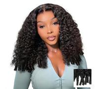 Tunfine Burmese Curly Glueless Wigs Human Hair 200% Density 13x6 HD Full Lace Front Drawstring Wig Human Hair Pre Plucked Pre Cut Glueless Curly Wig for Black Women Natural Color 30 Inch