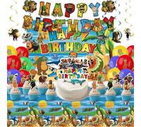 Tung Tung Tung Sahur Birthday Party Supplies, Party Decorations Set Include Banner, Backdrop, Balloons, Hanging Swirls, Cake Cupcake Toppers, Tablecloth for Boys Girls Italian Brainrot Theme Party