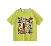 Tung Tung Tung Sahur Boys Short Sleeve T-Shirt,Italian Brain AI Animal Anime Kids Tops Summer,Green,100cm