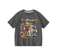 Tung Tung Tung Sahur Boys Short Sleeve T-Shirt,Italian Brain AI Animal Anime Kids Tops Summer,Grey,100cm