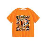 Tung Tung Tung Sahur Boys Short Sleeve T-Shirt,Italian Brain AI Animal Anime Kids Tops Summer,Orange,100cm