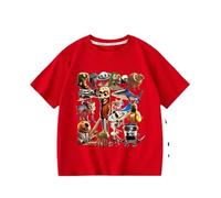 Tung Tung Tung Sahur Boys Short Sleeve T-Shirt,Italian Brain AI Animal Anime Kids Tops Summer,Red,100cm