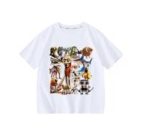 Tung Tung Tung Sahur Boys Short Sleeve T-Shirt,Italian Brain AI Animal Anime Kids Tops Summer,White,100cm