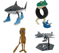 Tung Tung Tung Sahur Toy, 3D Printed Tralalero Tralala Italian Brainrot Figure, Desk Decor Keychain Figurine for Ai Animals Fans Collection Decoration and Collectors (4PCS)