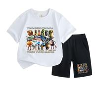 Tung Tung Tung Tung sahur Boy's Summer Tracksuit, Boy's Two-Piece Set with Short Sleeves and Shorts,White,160cm