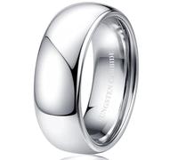 Tungary 2mm 4mm 6mm 8mm Tungsten Carbide Wedding Band Rings for Women Men Silver Plated Domed High Polish Stackable Rings Engagement Statement Promise Wedding Band Ring Comfort Fit 6-12 Not Tarnished