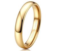 Tungary 2mm 4mm 6mm 8mm Tungsten Wedding Bands Rings 18K Gold Plated Stackable Rings for Women Men Promise Engagement Ring Domed High Polish Gold Ring Not Tarnished Jewelry Comfort Fit 6-12, 4 UK