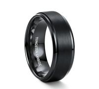 Tungary Wedding Band for Men Women 8MM Mens Wedding Rings Black/Silver/18K Gold Plated Tungsten Engagement Ring-Matte Surface Polished Edge Promise Mens Rings Jewelry Comfort Fit Size 6-14, 5 UK