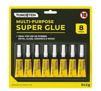 TUNGSTEN 1 Pack -2gmx8 Tubes Strong Superglue Gel All Purpose General No Run Formula Toughest Adhesive Super glue Gel For Plastic Rubber Leather Shoes Metal Ceramic & More (pack 1) (2gmx8 Tubes)