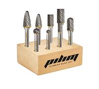 Tungsten Carbide Burr Set 1/4" Shank 8PC Double Cut Rotary Cutting Burrs Die Grinder Bits for Steel and Wood Working, Grinding, Carving, and Engraving