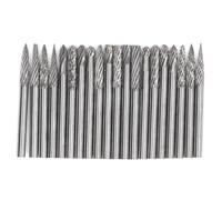 Tungsten Carbide Burr Set - 20-Piece Cutter Bit Kit with Single and Double Pattern, 1/8in Shank Cone End Mill, High-Efficiency Chip Removal, Compatible with Dremel Rotating Tools, Plastic Packaging