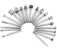 Tungsten Carbide HSS Rotary Burr Set - APlus 20pcs Wood Carving Drill Bits Set with 3mm 1/8 inch Shank for DIY Woodworking, Carving, Engraving, Drilling (Fit for Dremel)