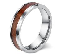Tungsten Carbide Rings for Men and Women, Wood Inlay 4/6/8mm Size L to X | Engagement Ring Comfort Fit, Promise Ring Minimalist