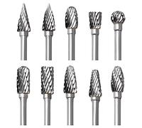 Tungsten Carbide Rotary Burr Set for Dremel, 10PCS Carbide Double Cut Carving Burr Bits with 1/8” Shank Rotary Tool Accessories for Woodworking,