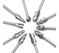 Tungsten Carbide Rotary Burr Set for Dremel, 10PCS Carbide Double Cut Carving Burr Bits with 1/8” Shank Rotary Tool Accessories for Metalworking, Welding Seam Removal & DIY Crafting