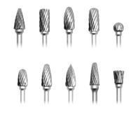 Tungsten Carbide Rotary Burr Set for Dremel, 10PCS Double Cut Carbide Drill Bits with 1/8” Shank - Metal Drill Bits for Woodworking, Engraving, Polishing, Hard Steel