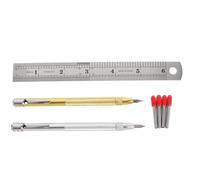 Tungsten Carbide Tip Scriber Tool Set Metal Etching Pen Magnetic Engraving Pen with 4 Replacement Tips Knurled Aluminum Handle and Scribing Ruler Precision Marking Tool for Metal Glass Ceramic Craft