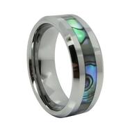 Tungsten Love 8mm Comfort Fit High Polish Tungsten Carbide Ring Men's Aniversary/Engagement/Wedding Band with Abalone Inlay : UK Size - P