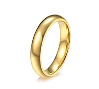 Tungsten Men Women Wedding Ring, 4MM Polished Band Promise Ring for Boys/Girls Gold Size R 1/2