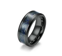 Tungsten Steel Carbon Fiber Dragon Pattern Ring, Domineering Men'S Nibelung Ring, Tungsten Gold Jewelry