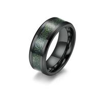 Tungsten Steel Carbon Fiber Dragon Pattern Ring, Domineering Men'S Nibelung Ring, Tungsten Gold Jewelry