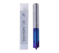 Tungsten Steel CNC Router Bits, Upcut Spiral Router Bit for Woodworking, Standard Spiral Bit with Nano Blue Coating for Carving Fine Slicing on Acrylic Nylon Resin Plywood Fibergla (R2.5*D6*50L)